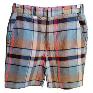 26 Waist X-SMALL True Vtg 1970s M ens IVY LEAGUE PLAID Steel Zip Shorts